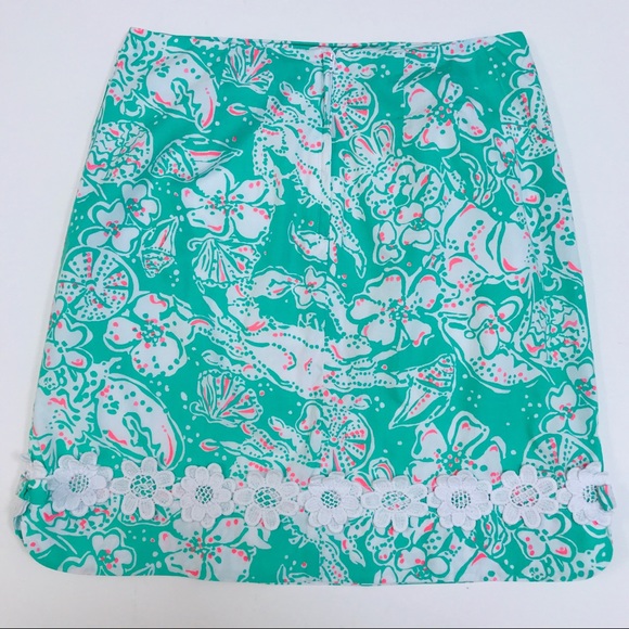 Lilly Pulitzer Vintage Lace Skirt Beach Bash Green - Picture 6 of 8